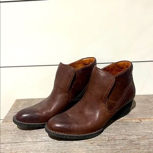 Born Brown Textured Leather Ankle Booties